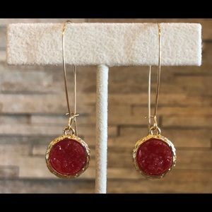 🌸 NWT Druzy Round Shape Dangle Wire Earrings🌸